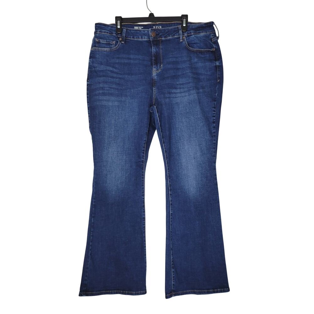 a.n.a High Rise Flare Jeans Womens Plus 18W Dark Wash Blue Stretch Denim Boho